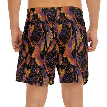 Indian Tribal Dream Catcher Print Men's Split Running Shorts