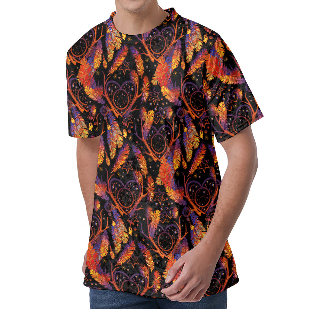 Indian Tribal Dream Catcher Print Men's Velvet T-Shirt