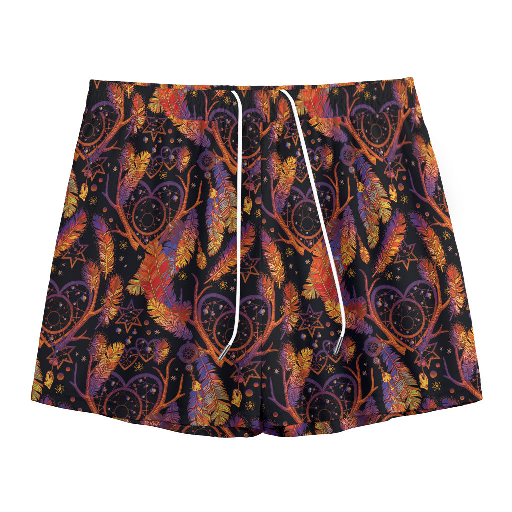 Indian Tribal Dream Catcher Print Mesh Shorts