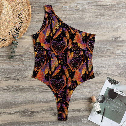 Indian Tribal Dream Catcher Print One Shoulder Bodysuit