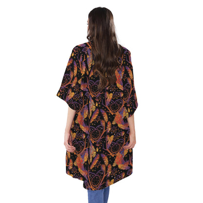Indian Tribal Dream Catcher Print Open Front Beach Cover Up