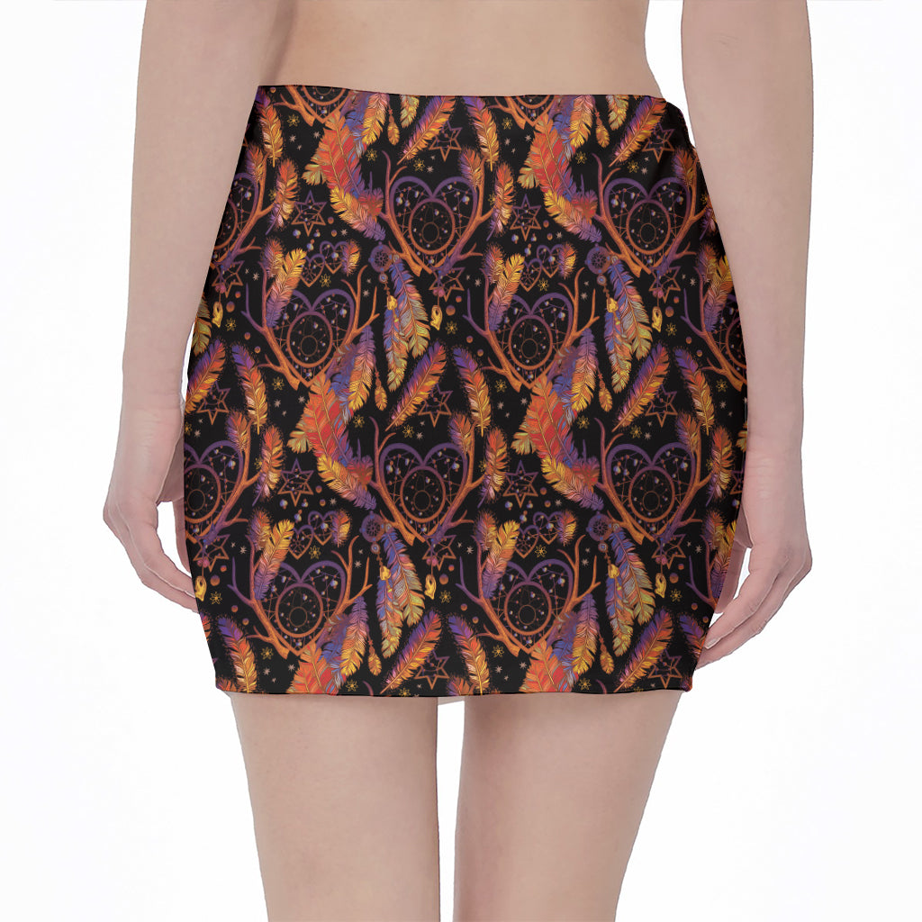 Indian Tribal Dream Catcher Print Pencil Mini Skirt