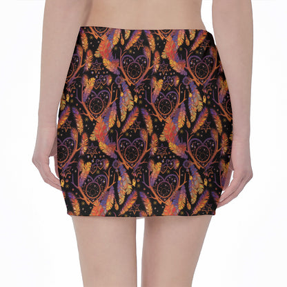 Indian Tribal Dream Catcher Print Pencil Mini Skirt