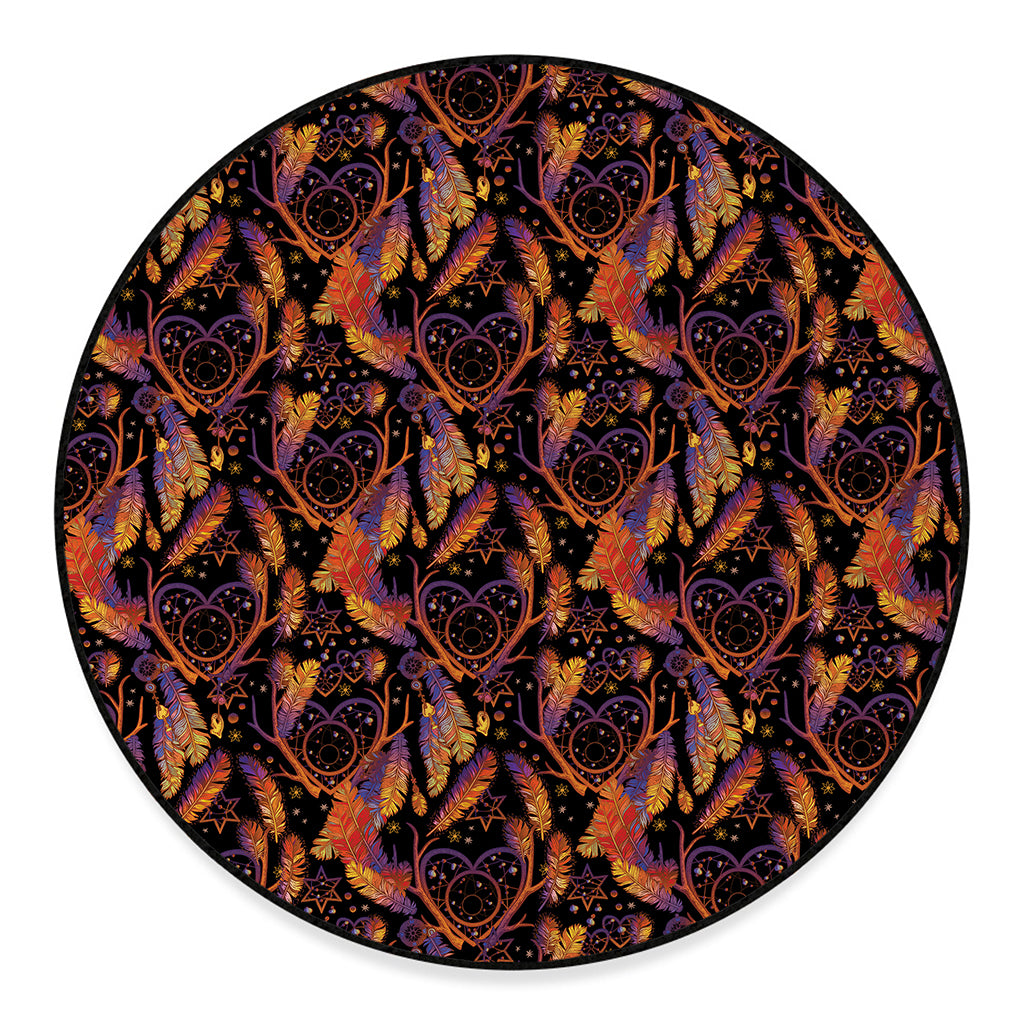 Indian Tribal Dream Catcher Print Round Floor Mat