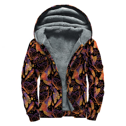 Indian Tribal Dream Catcher Print Sherpa Lined Zip Up Hoodie