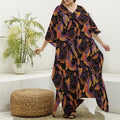 Indian Tribal Dream Catcher Print Silk V-Neck Kaftan Dress