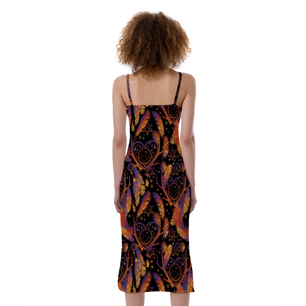 Indian Tribal Dream Catcher Print Slim Fit Midi Cami Dress