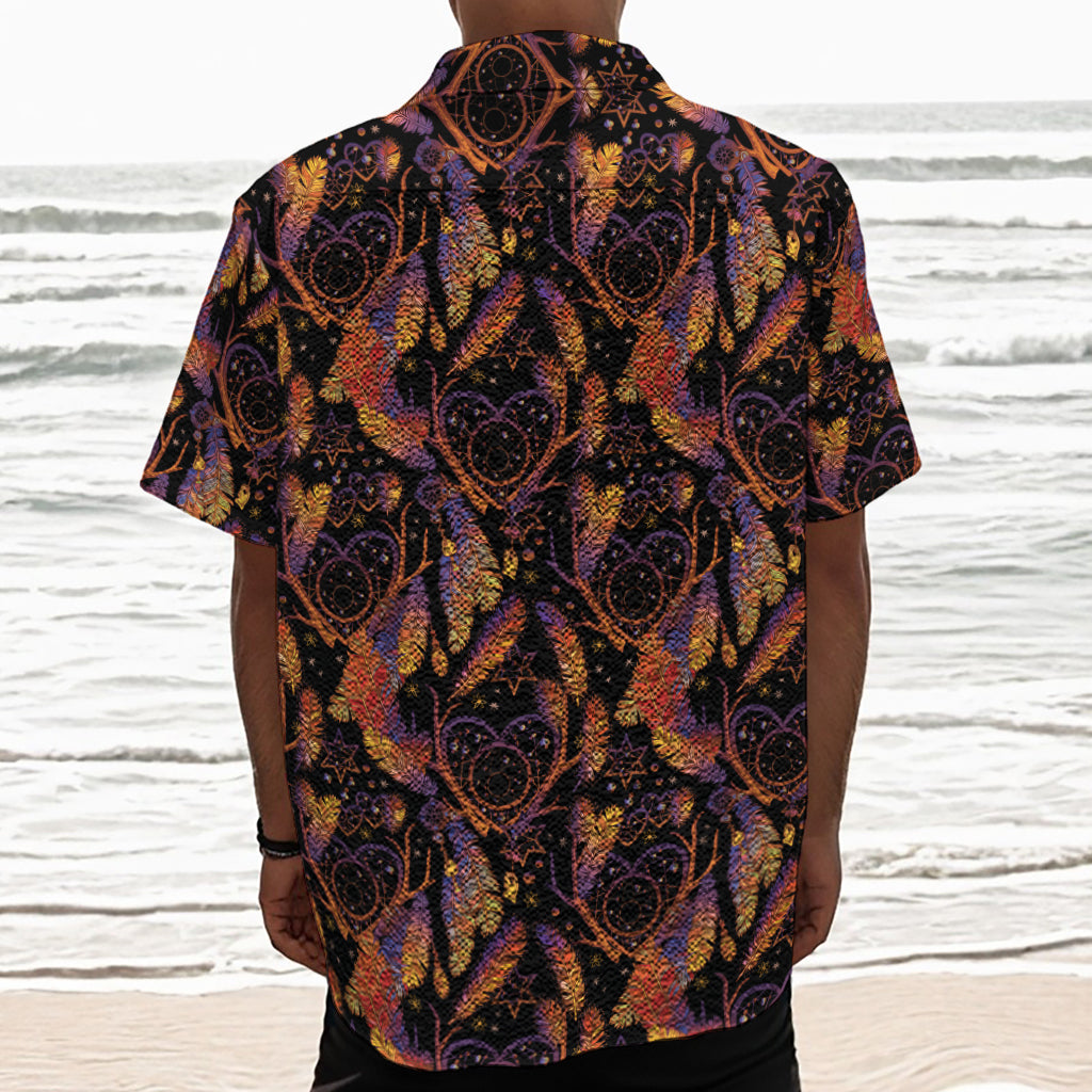 Indian Tribal Dream Catcher Print Textured Short Sleeve Shirt