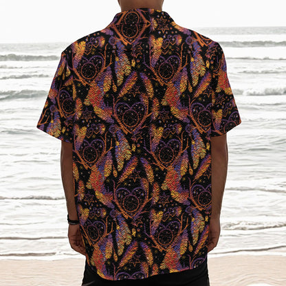 Indian Tribal Dream Catcher Print Textured Short Sleeve Shirt