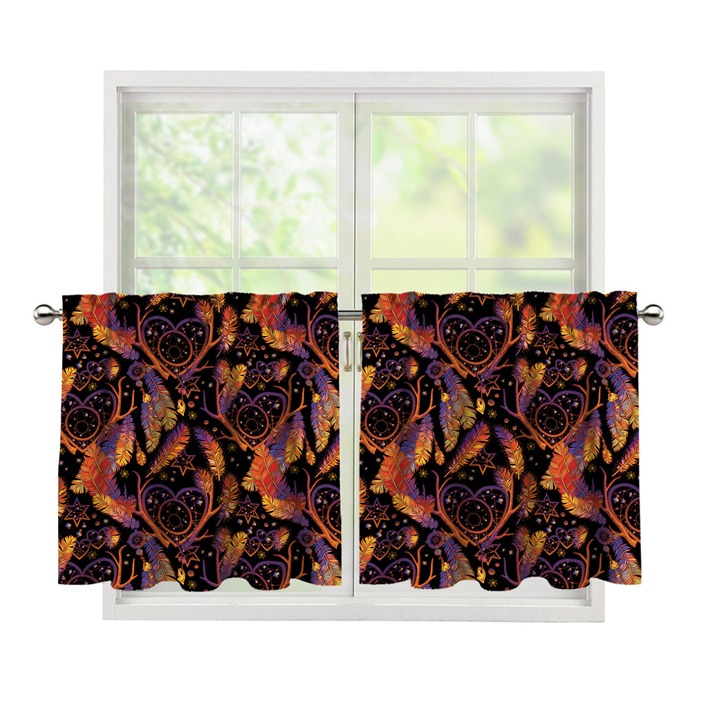 Indian Tribal Dream Catcher Print Tier Curtains