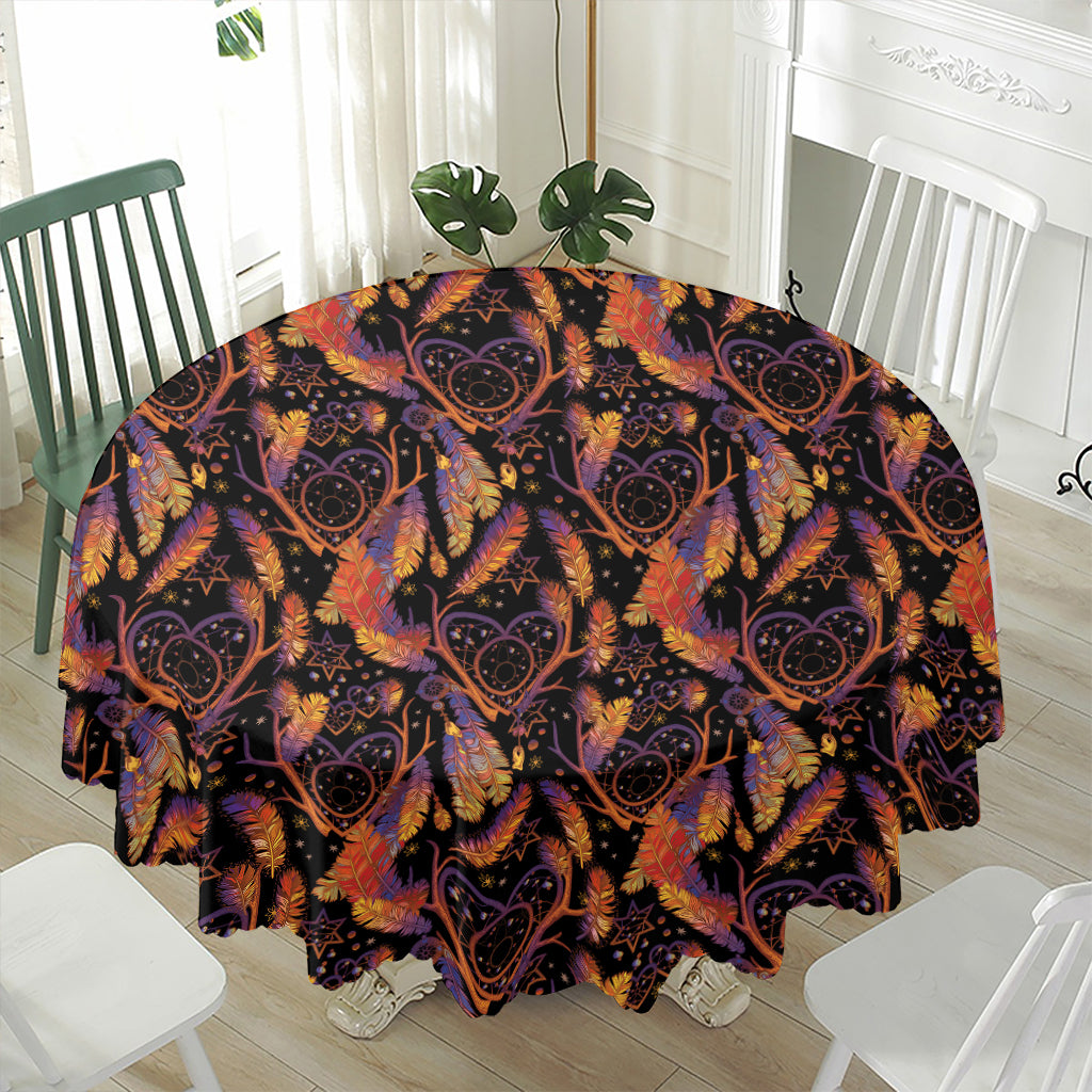 Indian Tribal Dream Catcher Print Waterproof Round Tablecloth