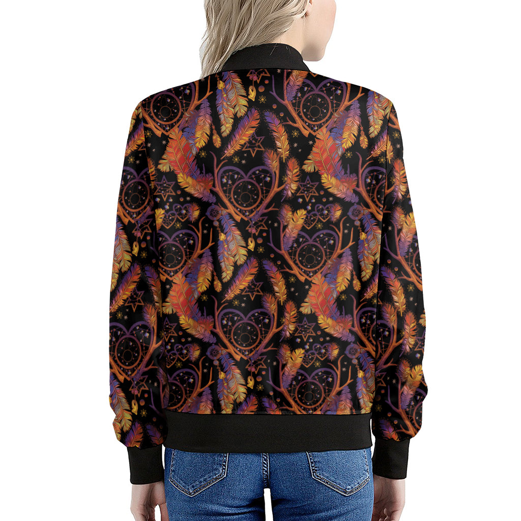 Indian Tribal Dream Catcher Print Women's Bomber Jacket