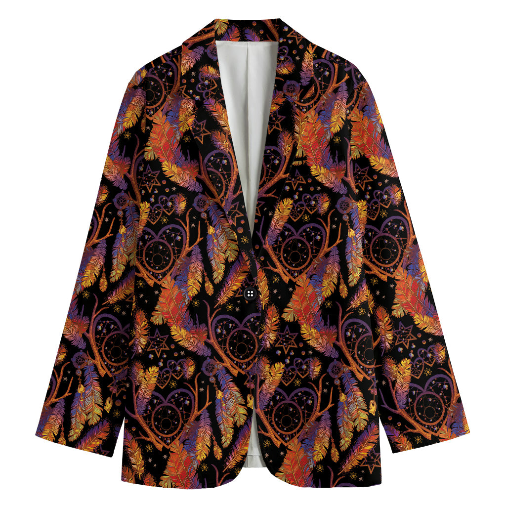 Indian Tribal Dream Catcher Print Women's Cotton Blazer