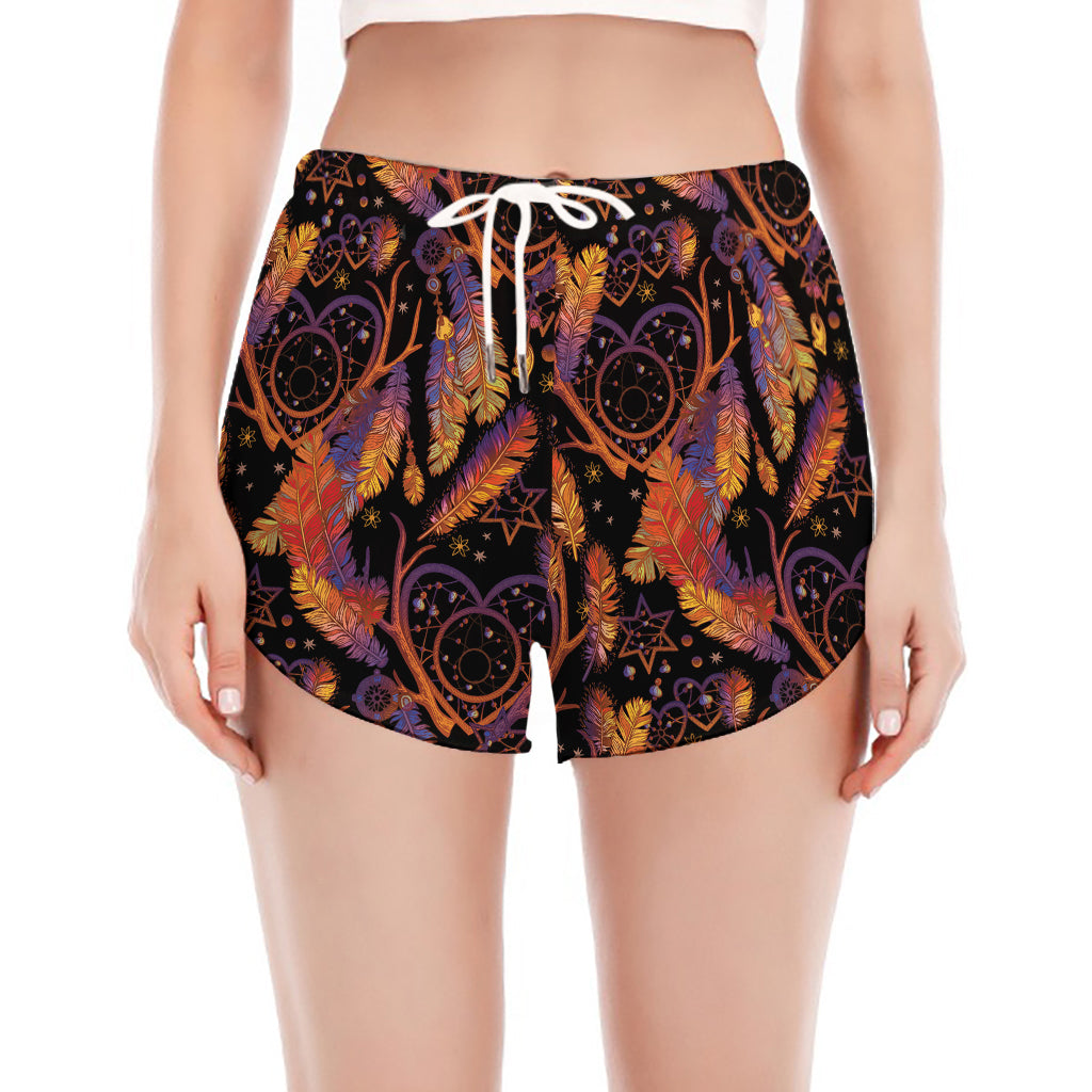 Indian Tribal Dream Catcher Print Women's Split Running Shorts