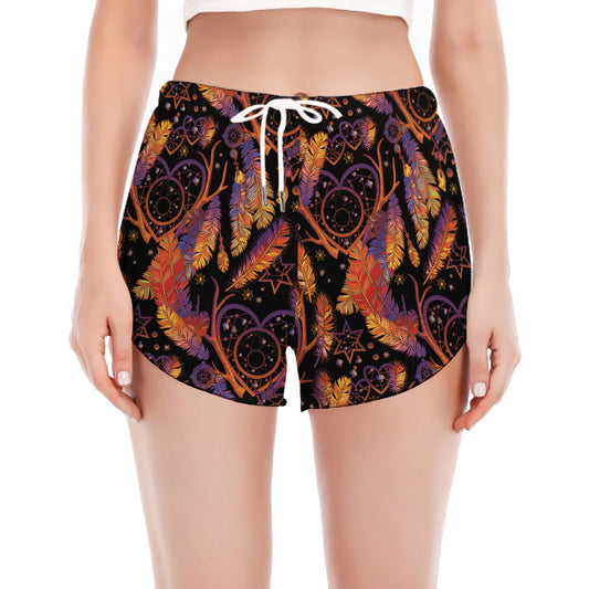 Indian Tribal Dream Catcher Print Women's Split Running Shorts