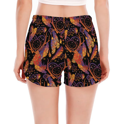 Indian Tribal Dream Catcher Print Women's Split Running Shorts