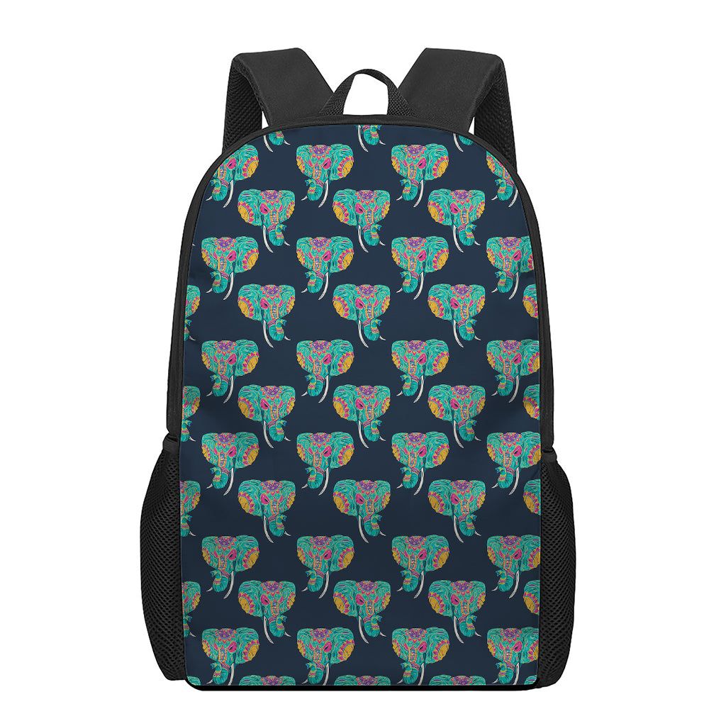Indian Tribal Elephant Pattern Print 17 Inch Backpack