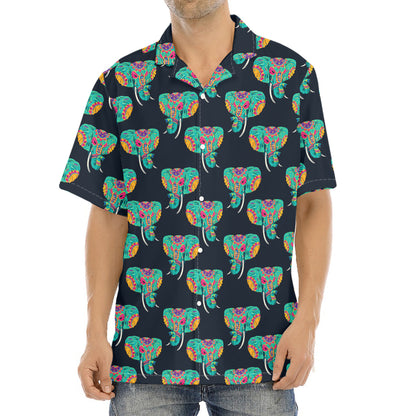 Indian Tribal Elephant Pattern Print Aloha Shirt