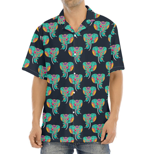Indian Tribal Elephant Pattern Print Aloha Shirt