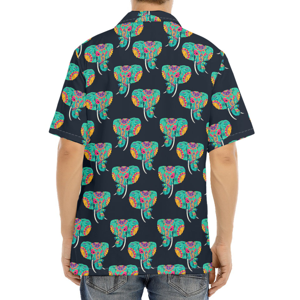 Indian Tribal Elephant Pattern Print Aloha Shirt