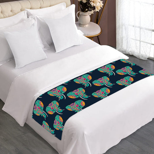 Indian Tribal Elephant Pattern Print Bed Runner