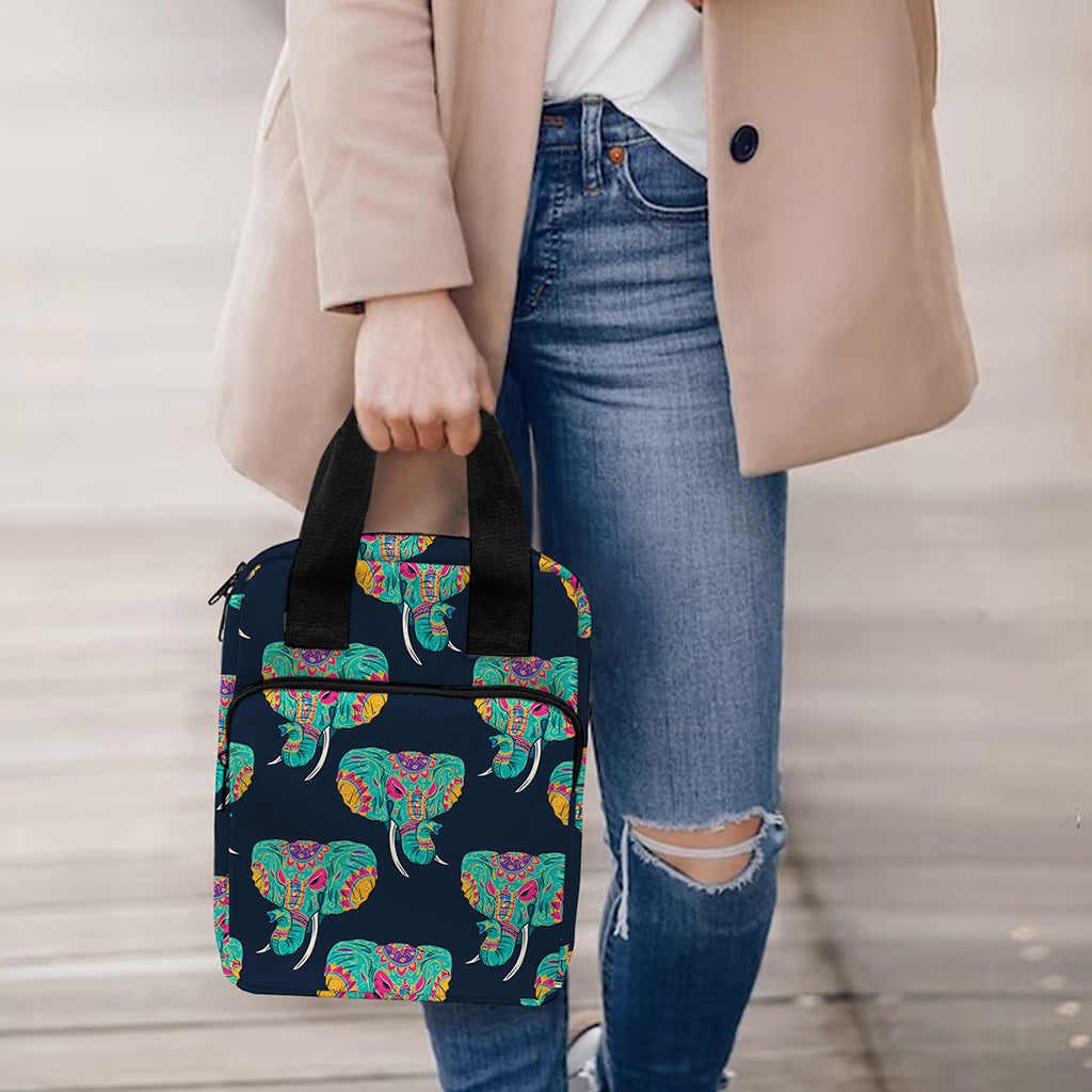 Indian Tribal Elephant Pattern Print Bible Tote Bag