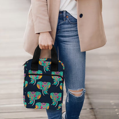 Indian Tribal Elephant Pattern Print Bible Tote Bag