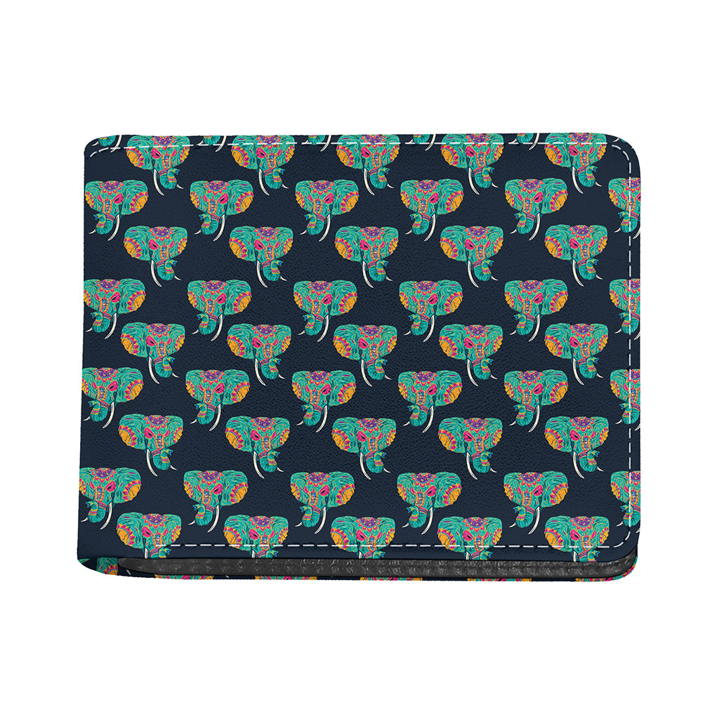 Indian Tribal Elephant Pattern Print Bifold Wallet