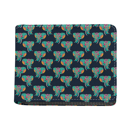 Indian Tribal Elephant Pattern Print Bifold Wallet