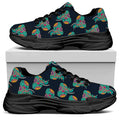 Indian Tribal Elephant Pattern Print Black Chunky Shoes