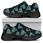 Indian Tribal Elephant Pattern Print Black Chunky Shoes