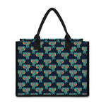 Indian Tribal Elephant Pattern Print Canvas Tote Bag