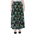 Indian Tribal Elephant Pattern Print Chiffon Maxi Skirt