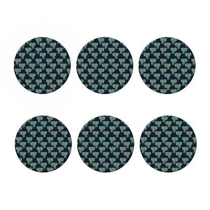 Indian Tribal Elephant Pattern Print Coaster Set