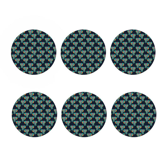 Indian Tribal Elephant Pattern Print Coaster Set