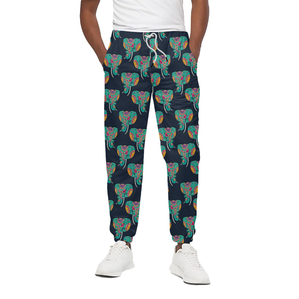 Indian Tribal Elephant Pattern Print Cotton Pants