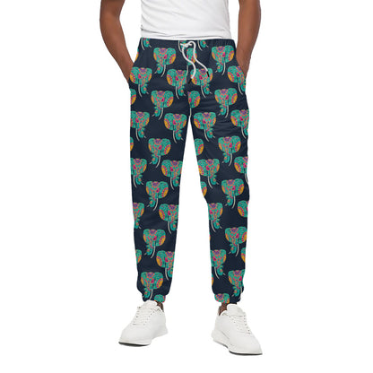 Indian Tribal Elephant Pattern Print Cotton Pants