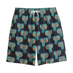 Indian Tribal Elephant Pattern Print Cotton Shorts
