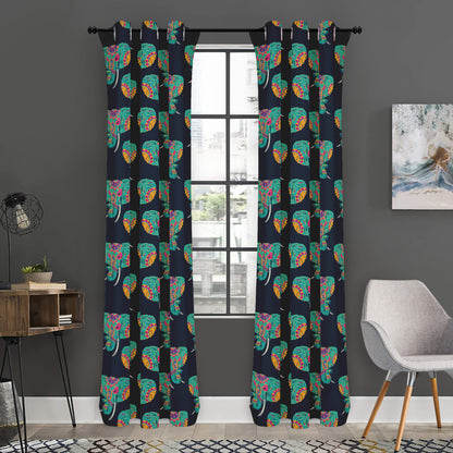 Indian Tribal Elephant Pattern Print Curtain