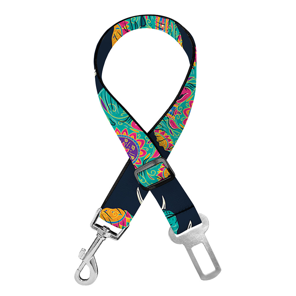 Indian Tribal Elephant Pattern Print Dog Seat Belt