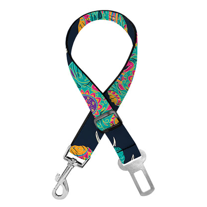 Indian Tribal Elephant Pattern Print Dog Seat Belt