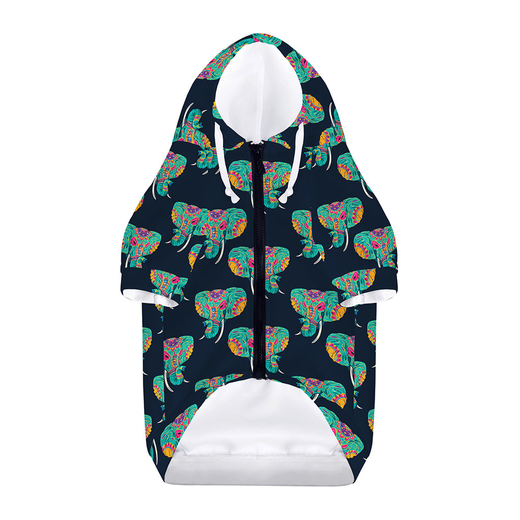 Indian Tribal Elephant Pattern Print Dog Zip Up Hoodie