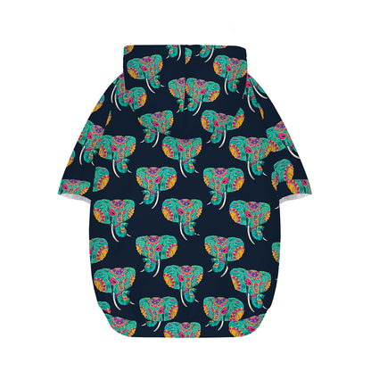 Indian Tribal Elephant Pattern Print Dog Zip Up Hoodie