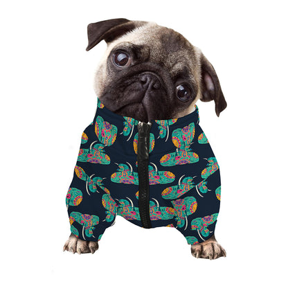 Indian Tribal Elephant Pattern Print Dog Zip Up Jacket