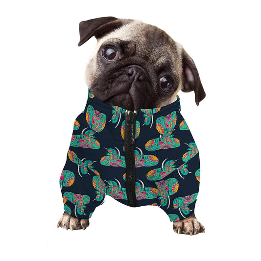 Indian Tribal Elephant Pattern Print Dog Zip Up Jacket