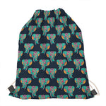 Indian Tribal Elephant Pattern Print Drawstring Bag