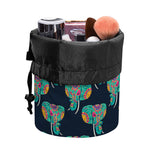Indian Tribal Elephant Pattern Print Drawstring Makeup Bag