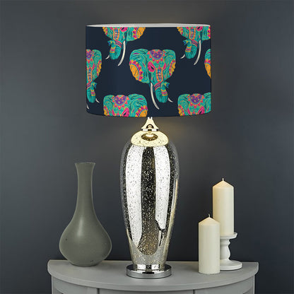 Indian Tribal Elephant Pattern Print Drum Lamp Shade