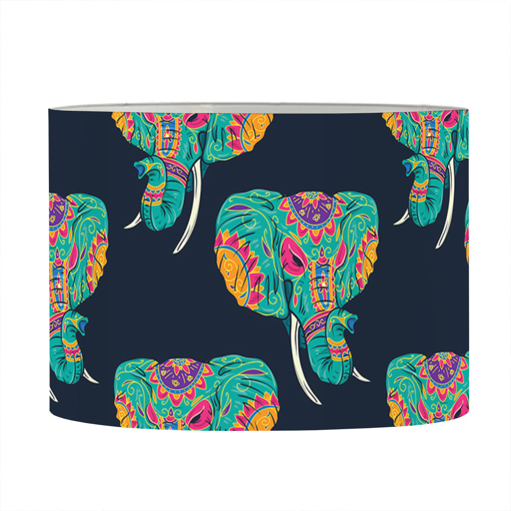 Indian Tribal Elephant Pattern Print Drum Lamp Shade