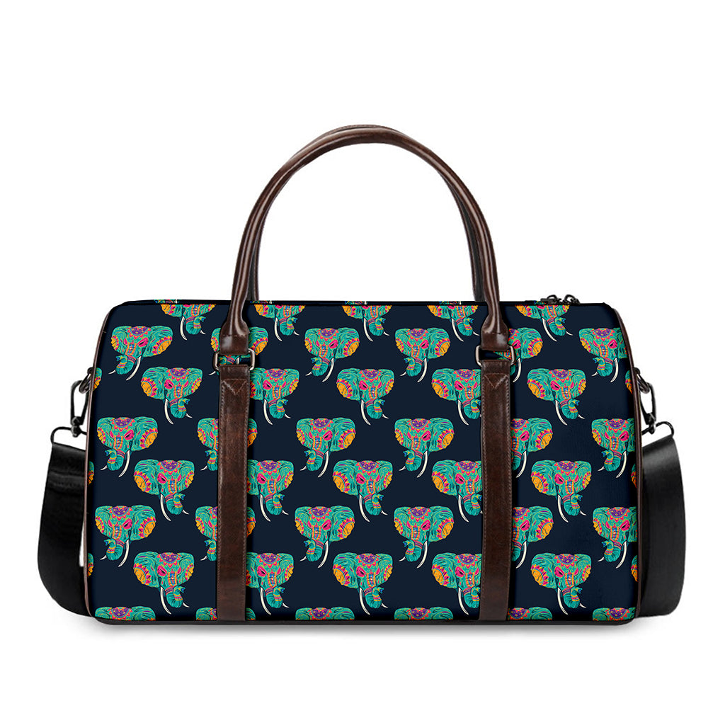 Indian Tribal Elephant Pattern Print Duffle Bag